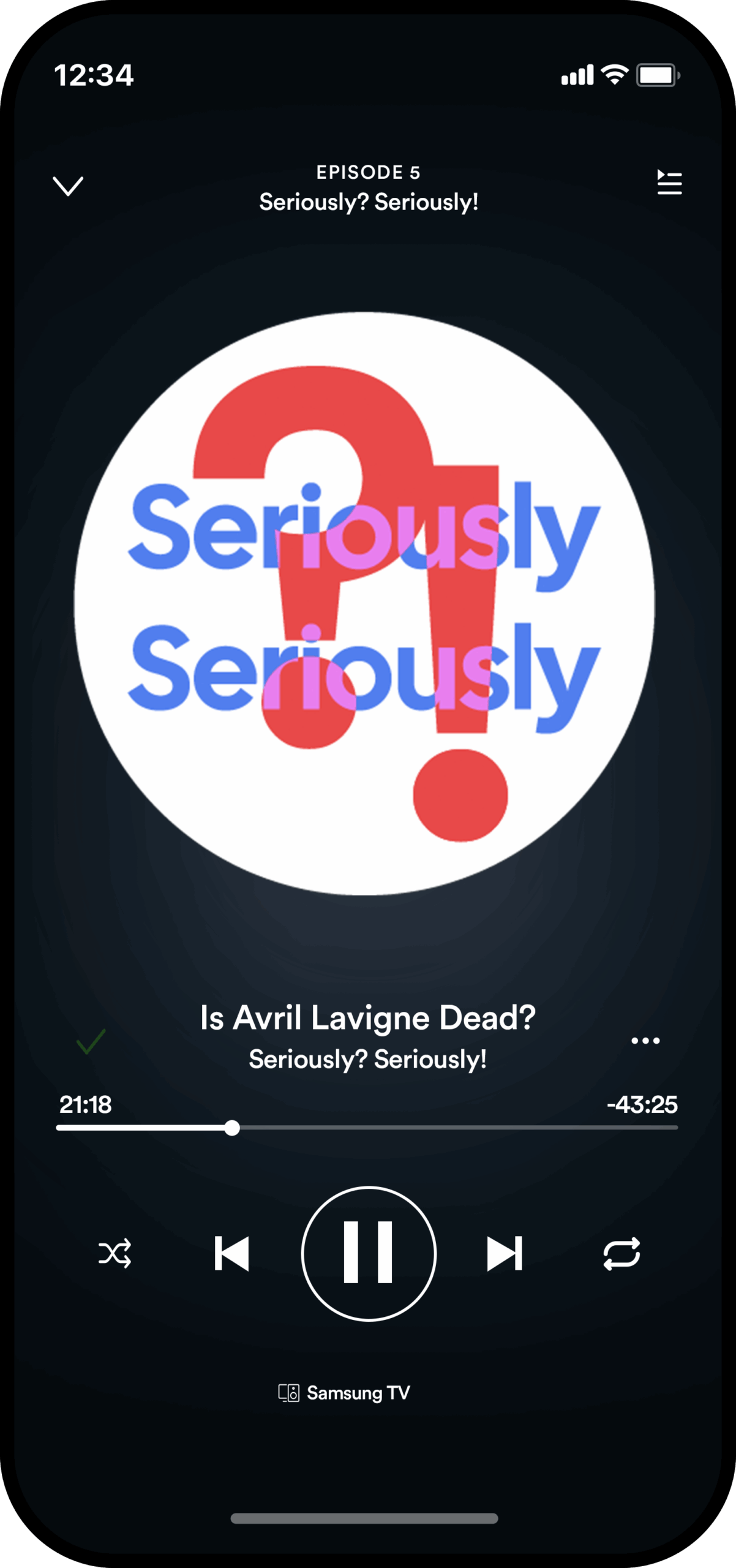 Seriously Seriously Spotify mockup
